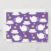 Tea Party Kinder 1e verjaardag Roze en Paarse meis Kaart (Achterkant)