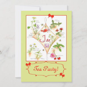 Tea Party Kruidenthee Waterverf Illustratie Kunst Kaart