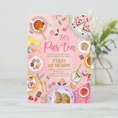Tea Party Laten we Par-Tea Meisje Roze Goud Verjaa Kaart (Staand voorkant)