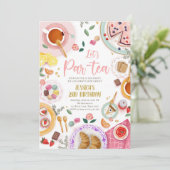 Tea Party Laten we Par-Tea Meisje Roze Goud Verjaa Kaart (Staand voorkant)