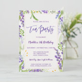 Tea Party Lavendel Bloemen & Gouden Verjaardag Mei Kaart (Staand voorkant)