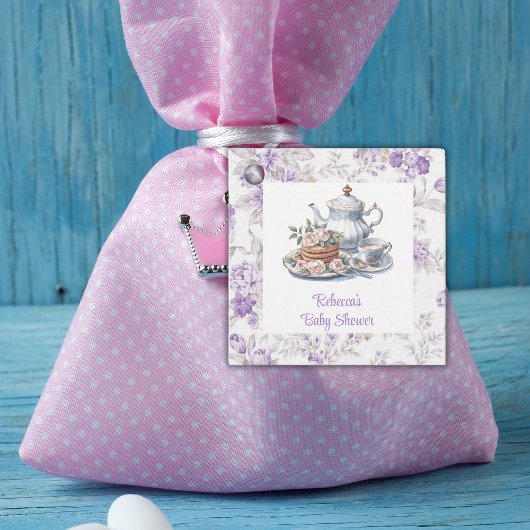 Tea Party Lavendel Tuin Bloemen Baby shower Bedankjes Labels