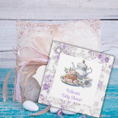 Tea Party Lavendel Tuin Bloemen Baby shower Bedankjes Labels