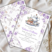 Tea Party Lavendel Tuin Bloemen Baby shower Kaart