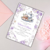 Tea Party Lavendel Tuin Bloemen Baby shower Kaart