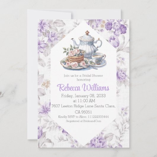 Tea Party Lavendel Tuin Bloemen Vrijgezellenfeest Kaart (Voorkant)