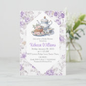 Tea Party Lavendel Tuin Bloemen Vrijgezellenfeest Kaart (Staand voorkant)