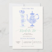 Tea Party Lavender Blauwgroen Boho Lace Vrijgezell Kaart (Voorkant)