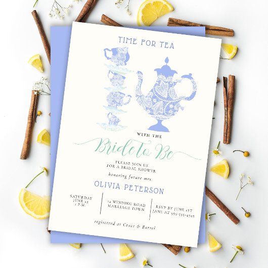 Tea Party Lavender Blauwgroen Boho Lace Vrijgezell Kaart