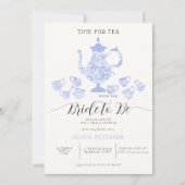 Tea Party Lavender Blue Boho Lace Vrijgezellenfees Kaart (Voorkant)
