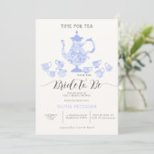 Tea Party Lavender Blue Boho Lace Vrijgezellenfees Kaart (Staand voorkant)