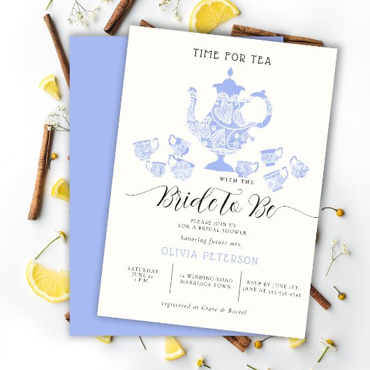 Tea Party Lavender Blue Boho Lace Vrijgezellenfees Kaart