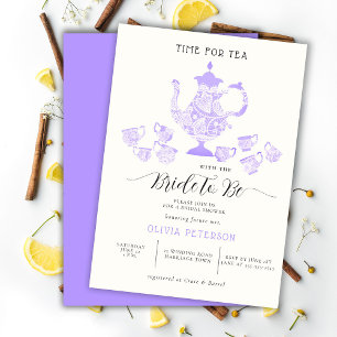 Tea Party Lavender Boho Chic Lace Vrijgezellenfees Kaart