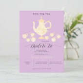 Tea Party Lavender Lemon Boho Lace Vrijgezellenfee Kaart (Staand voorkant)