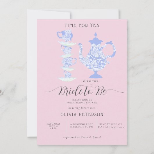 Tea Party Lavender Pink Boho Vrijgezellenfeest Kaart (Voorkant)