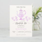 Tea Party Lavender Pink Chic Lace Vrijgezellenfees Kaart (Staand voorkant)