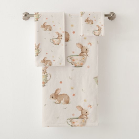 Tea Party Leuke konijntjes Bad Handdoek (Insitu)