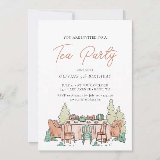 Tea party lieve kinderen verjaardag Uitnodiging (Voorkant)