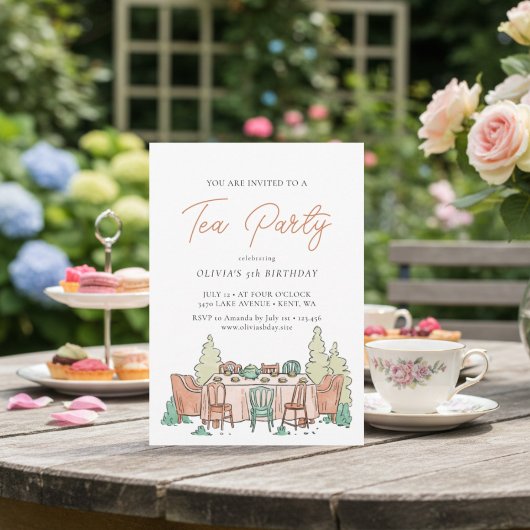 Tea party lieve kinderen verjaardag Uitnodiging