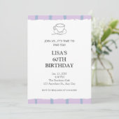 Tea party light paars par-tea 60th verjaardag kaart (Staand voorkant)