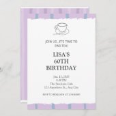 Tea party light paars par-tea 60th verjaardag kaart (Voorkant / Achterkant)