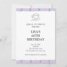 Tea party light paars par-tea 60th verjaardag kaart