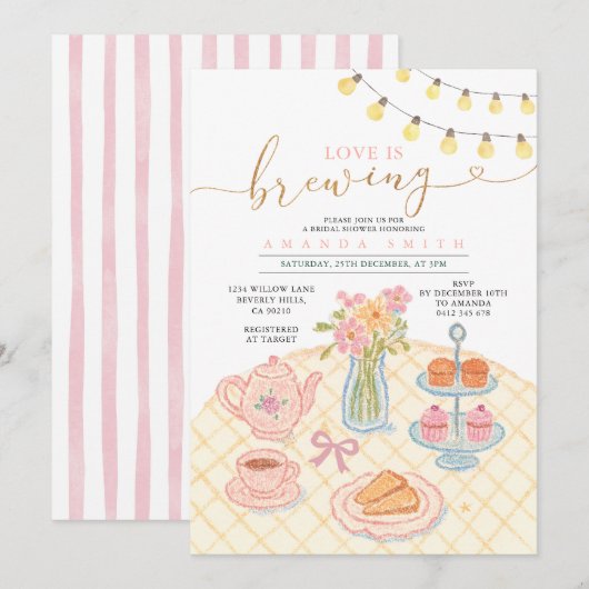 Tea Party Love is het brouwen van Vrijgezellenfees Kaart (Voorkant / Achterkant)