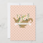 Tea Party Luxury Blush Floral Girl Baby shower Kaart (Achterkant)
