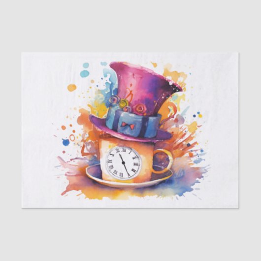 Tea Party Mad Hatter Alice in Wonderland ontkoppel Tissuepapier (Voorkant)