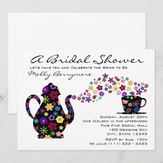 Tea Party Magic Bouquet Vrijgezellenfeest Kaart (Voorkant / Achterkant)