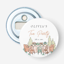 Tea party meisjes verjaardag schattig button flesopener