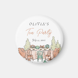 Tea party meisjes verjaardag schattig magneet