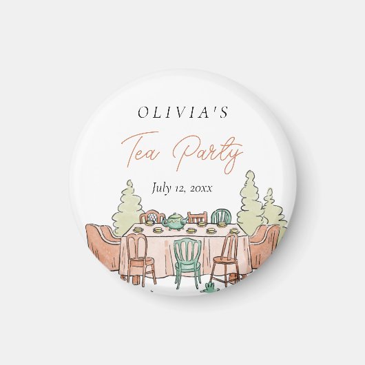 Tea party meisjes verjaardag schattig magneet (Voorkant)