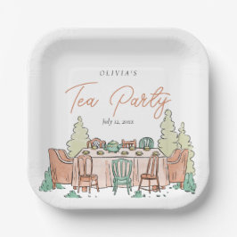 Tea party meisjes verjaardag schattig papieren bordje