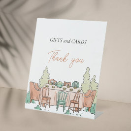 Tea party meisjes verjaardag schattig reclamebord met voetstuk