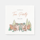 Tea party meisjes verjaardag schattig servet (Voorkant)