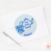 Tea Party met Kettle en Cups Ronde Sticker (Envelop)