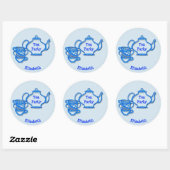 Tea Party met Kettle en Cups Ronde Sticker (Vel)