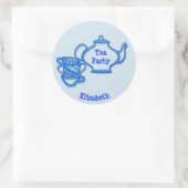 Tea Party met Kettle en Cups Ronde Sticker (Tas)