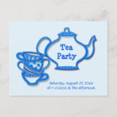 Tea Party met Kettle en Cups Uitnodiging Briefkaart (Voorkant)