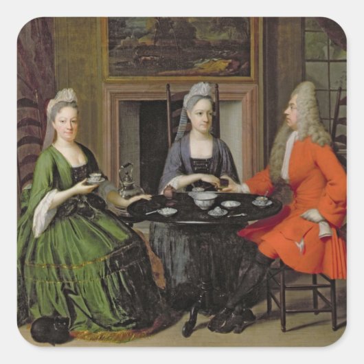 Tea Party (olie op canvas) Vierkante Sticker (Voorkant)