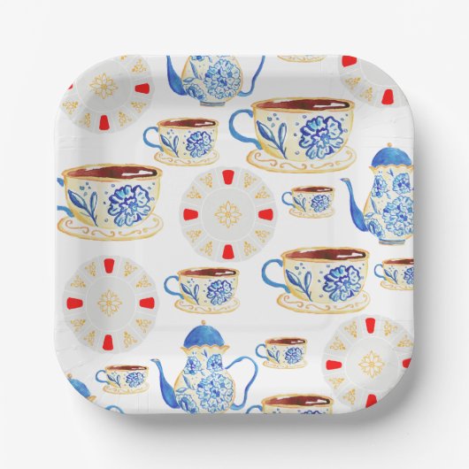 Tea Party ontworpen party borden Papieren Bordje (Voorkant)