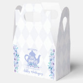 Tea Party Paarse Waterverf Baby shower Bedankdoosjes (Geopend)