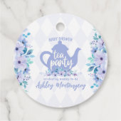 Tea Party Paarse Waterverf Baby shower Bedankjes Labels (Achterkant)