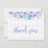 Tea Party Paarse Waterverf Baby shower Bedankkaart (Voorkant)