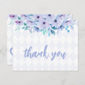 Tea Party Paarse Waterverf Baby shower Bedankkaart (Voorkant / Achterkant)