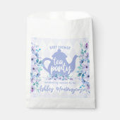 Tea Party Paarse Waterverf Baby shower Bedankzakje (Voorkant)