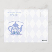 Tea Party Paarse Waterverf Baby shower Briefkaart (Achterkant)