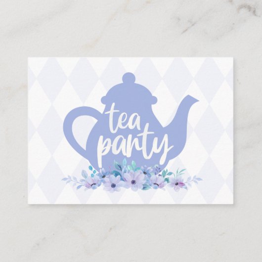 Tea Party Paarse Waterverf Baby shower Informatiekaartje (Achterkant)