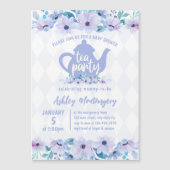 Tea Party Paarse Waterverf Baby shower Magnetische Uitnodiging (Voorkant)